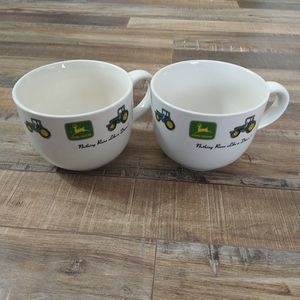 Set Of 2 John Deere Extra Large Coffee/Soup Mug Nothing Runs Like a Deer Tractor